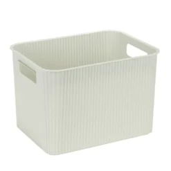 Panière de rangement 14L rectangulaire plastique blanc 35x26,5xH20cm