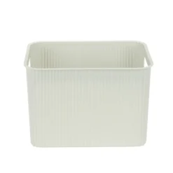Panière de rangement 14L rectangulaire plastique blanc 35x26,5xH20cm