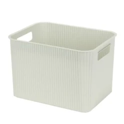 Panière de rangement 14L rectangulaire plastique blanc 35x26,5xH20cm