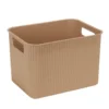 Panière de rangement 14L rectangulaire plastique marron 35x26,5xH20cm