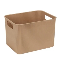 Panière de rangement 14L rectangulaire plastique marron 35x26,5xH20cm