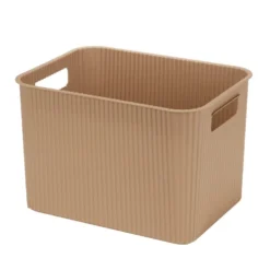 Panière de rangement 14L rectangulaire plastique marron 35x26,5xH20cm