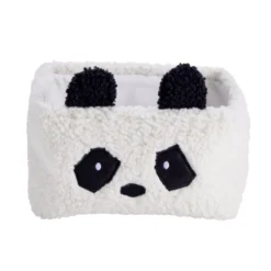 Panière de rangement panda Box Cub effet laine bouclée blanc et noir 30x20xH16cm