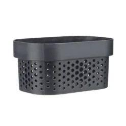 Panière de rangement plastique gris 12x6xH8cm