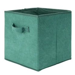 Panière de rangement pliable tissu côtelé marron 27x27xH27cm