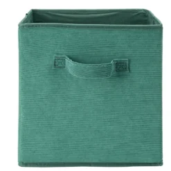 Panière de rangement pliable tissu côtelé marron 27x27xH27cm