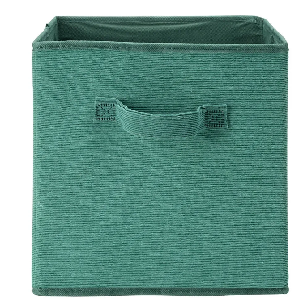 Panière de rangement pliable tissu côtelé marron 27x27xH27cm