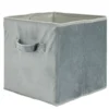 Panière de rangement pliable tissu velours gris 27x27xH27cm