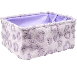 Panière de rangement rectangulaire souple motif relief coeur 40x32xH20cm (2 modèles)