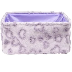 Panière de rangement rectangulaire souple motif relief coeur 40x32xH20cm (2 modèles)