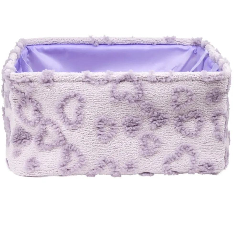 Panière de rangement rectangulaire souple motif relief coeur 40x32xH20cm (2 modèles)