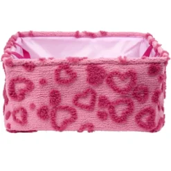 Panière de rangement rectangulaire souple motif relief coeur 40x32xH20cm (2 modèles)