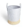 Panière de rangement ronde jacinthe d'eau et feutrine gris clair Ø25xH30cm