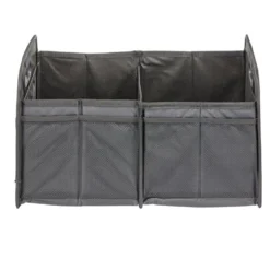 Panière de rangement rétractable 2 compartiments polyester noir 50x32xH27cm