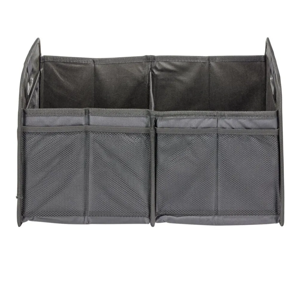Panière de rangement rétractable 2 compartiments polyester noir 50x32xH27cm