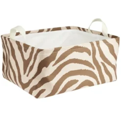 Panière de rangement souple motif animal 40x32xH20cm (2 modèles zèbre ou léopard)