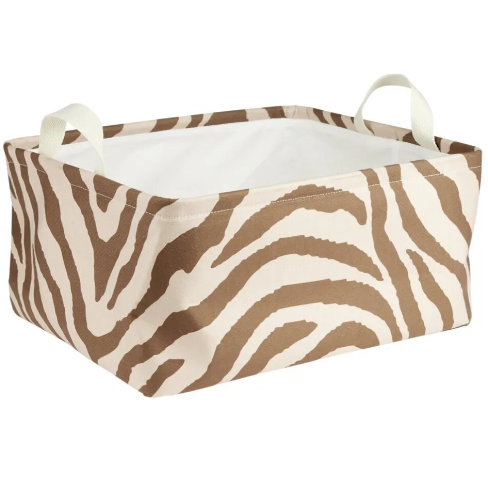 Panière de rangement souple motif animal 40x32xH20cm (2 modèles zèbre ou léopard)