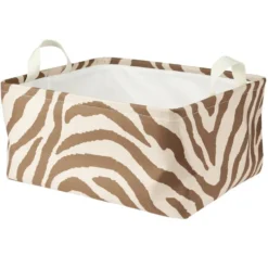 Panière de rangement souple motif animal 40x32xH20cm (2 modèles zèbre ou léopard)