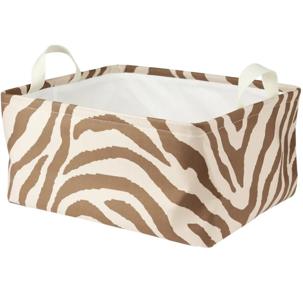 Panière de rangement souple motif animal 40x32xH20cm (2 modèles zèbre ou léopard)