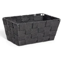 Panière de rangement tissu tressé noir 21,5x14xH10cm