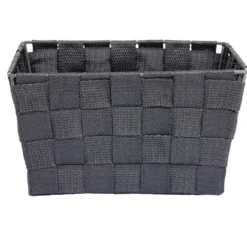 Panière de rangement tressée gris foncé Taille L - 21,5x12xH21,5cm