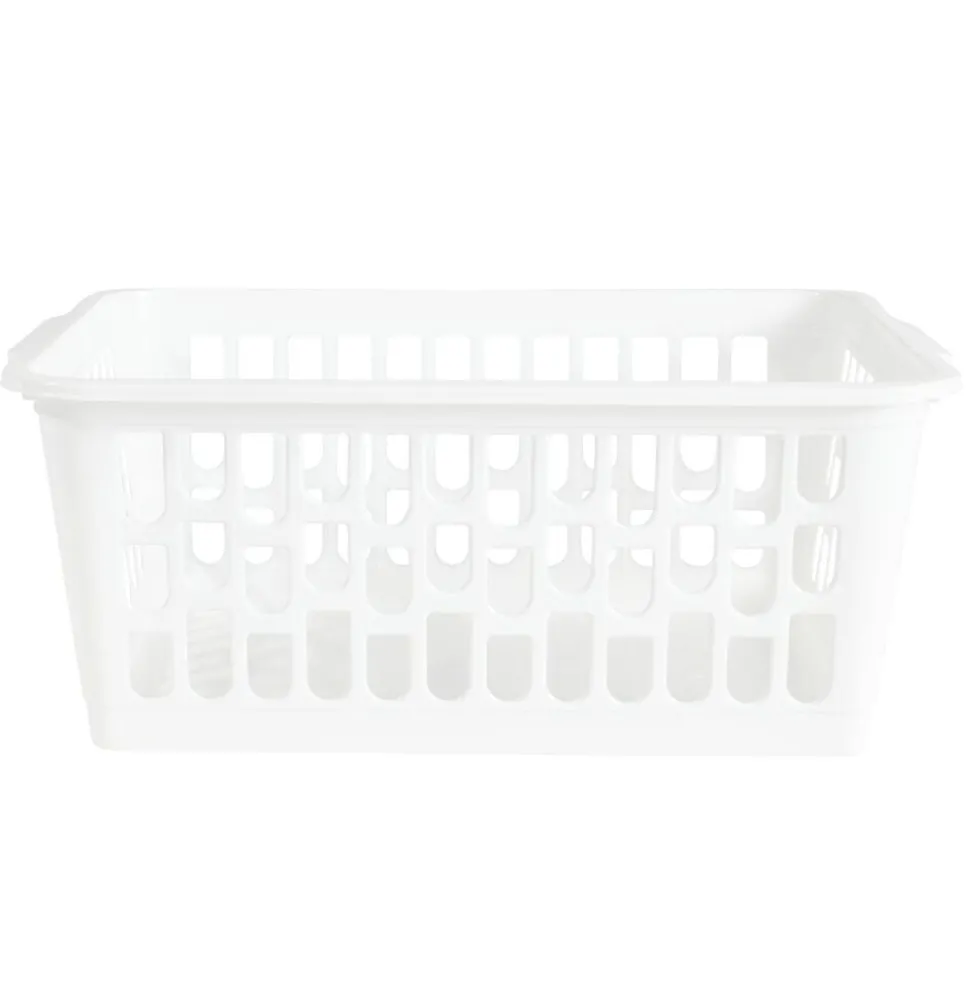 Panière de rangement x2 ajourée plastique blanc 36,5x25,5xH15,5cm