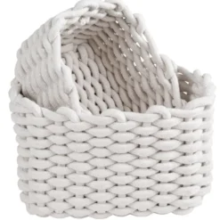 Panière en coton effet tricot 27x22xH.16 cm