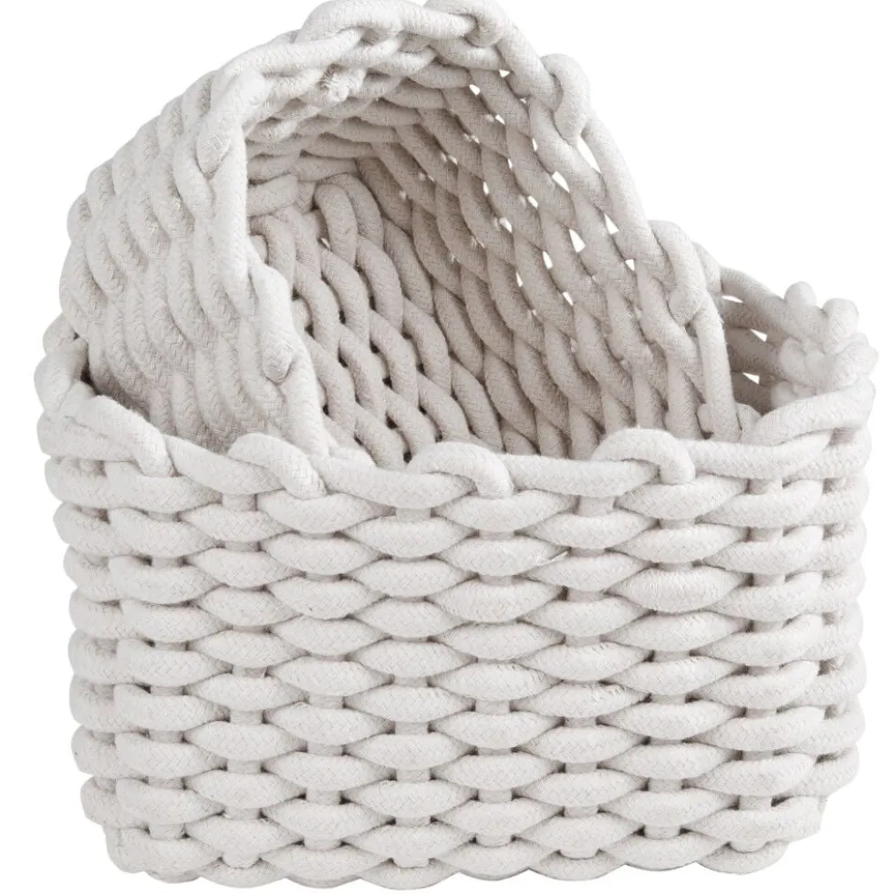 Panière en coton effet tricot 27x22xH.16 cm