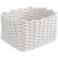 Panière en coton effet tricot 27x22xH.16 cm