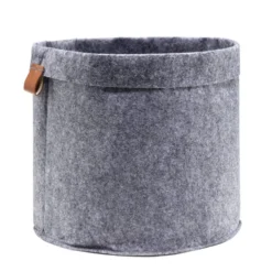 Panière en feutrine grise Ø14xH17cm