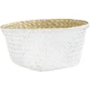 Panière en jute blanc naturel décor dentelle Ø20xH15 cm