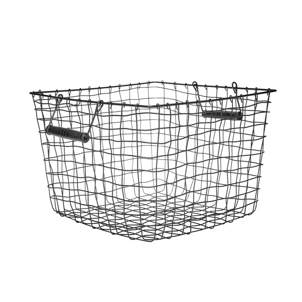 Panière en métal filaire noir 33x33xH23cm