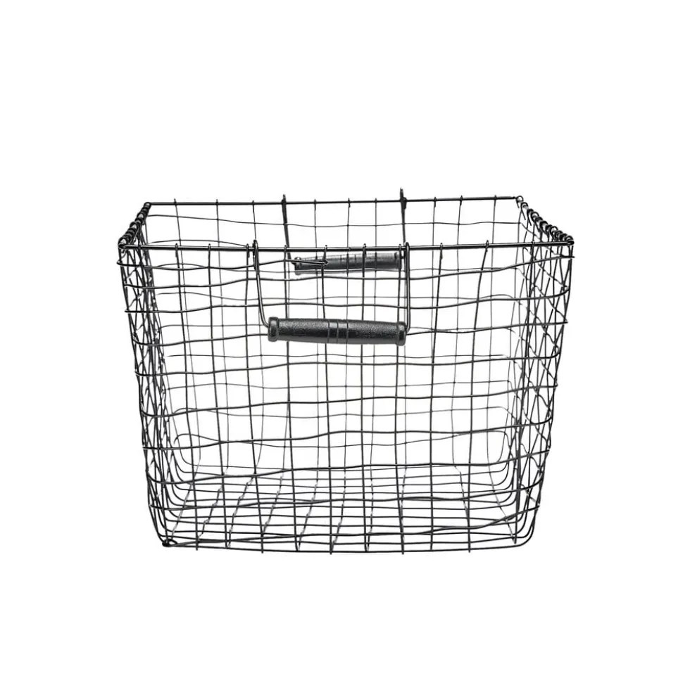 Panière en métal filaire noir 33x33xH23cm