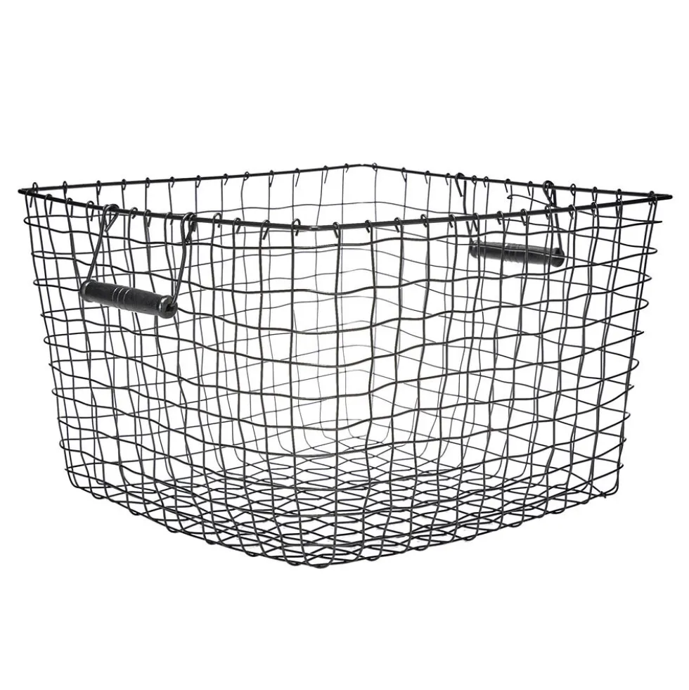 Panière en métal filaire noir 38x38xH25cm