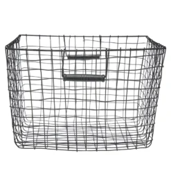 Panière en métal filaire noir 38x38xH25cm