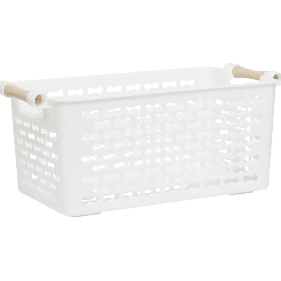 Panière en plastique avec poignée bois 4L (plusieurs modèles)
