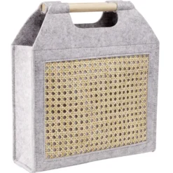 Panière feutrine et bambou grise Petit modèle 37x10,5xH33,5cm