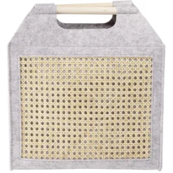 Panière feutrine et bambou grise Moyen modèle 42x14xH38cm