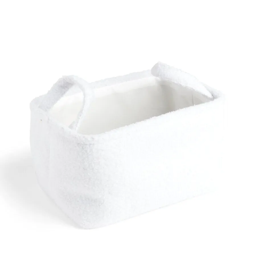 Panière laine bouclée blanche 36x26xH20cm
