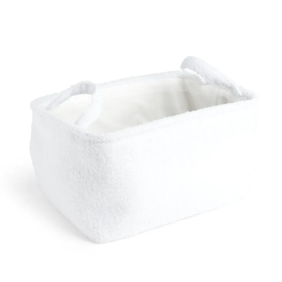 Panière laine bouclée blanche 36x26xH20cm
