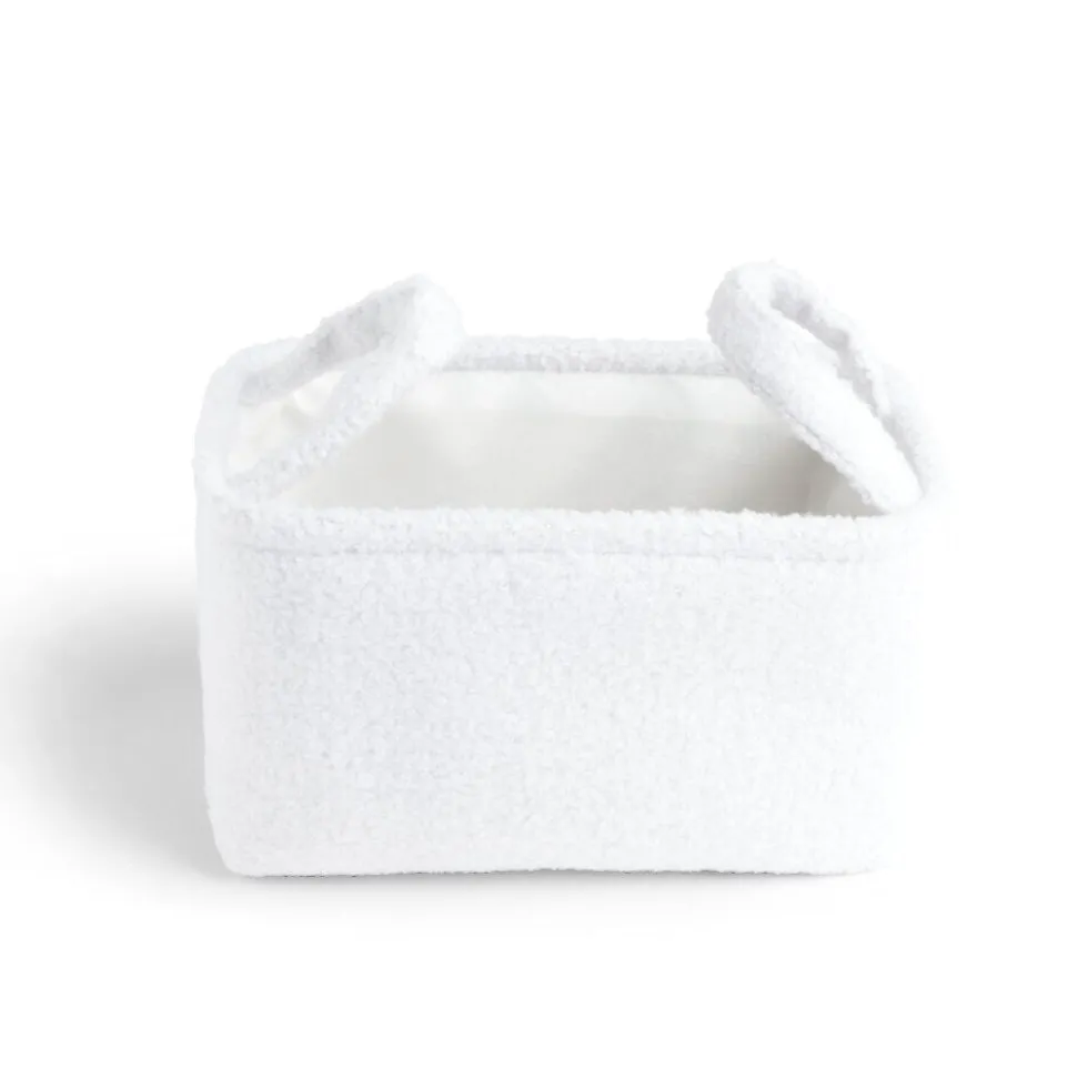 Panière laine bouclée blanche 28x18xH15cm
