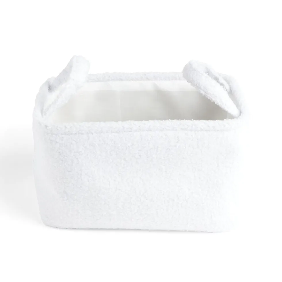 Panière laine bouclée blanche 32x22xH18cm
