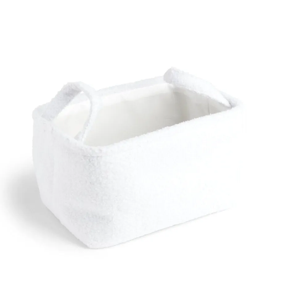 Panière laine bouclée blanche 32x22xH18cm