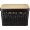 Panière noire avec couvercle bambou naturel H13,5 cm