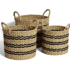 Panière osier ronde grand modèle Ø36xH30cm