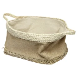 Panière rectangulaire en jonc naturel L34x24 cm