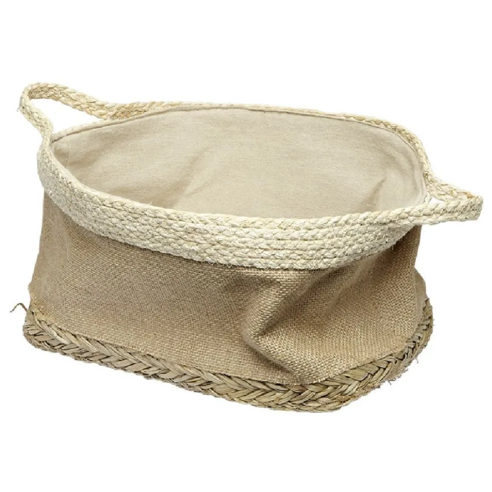 Panière rectangulaire en jonc naturel L34x24 cm