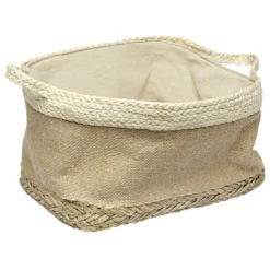 Panière rectangulaire en jonc naturel L34x24 cm