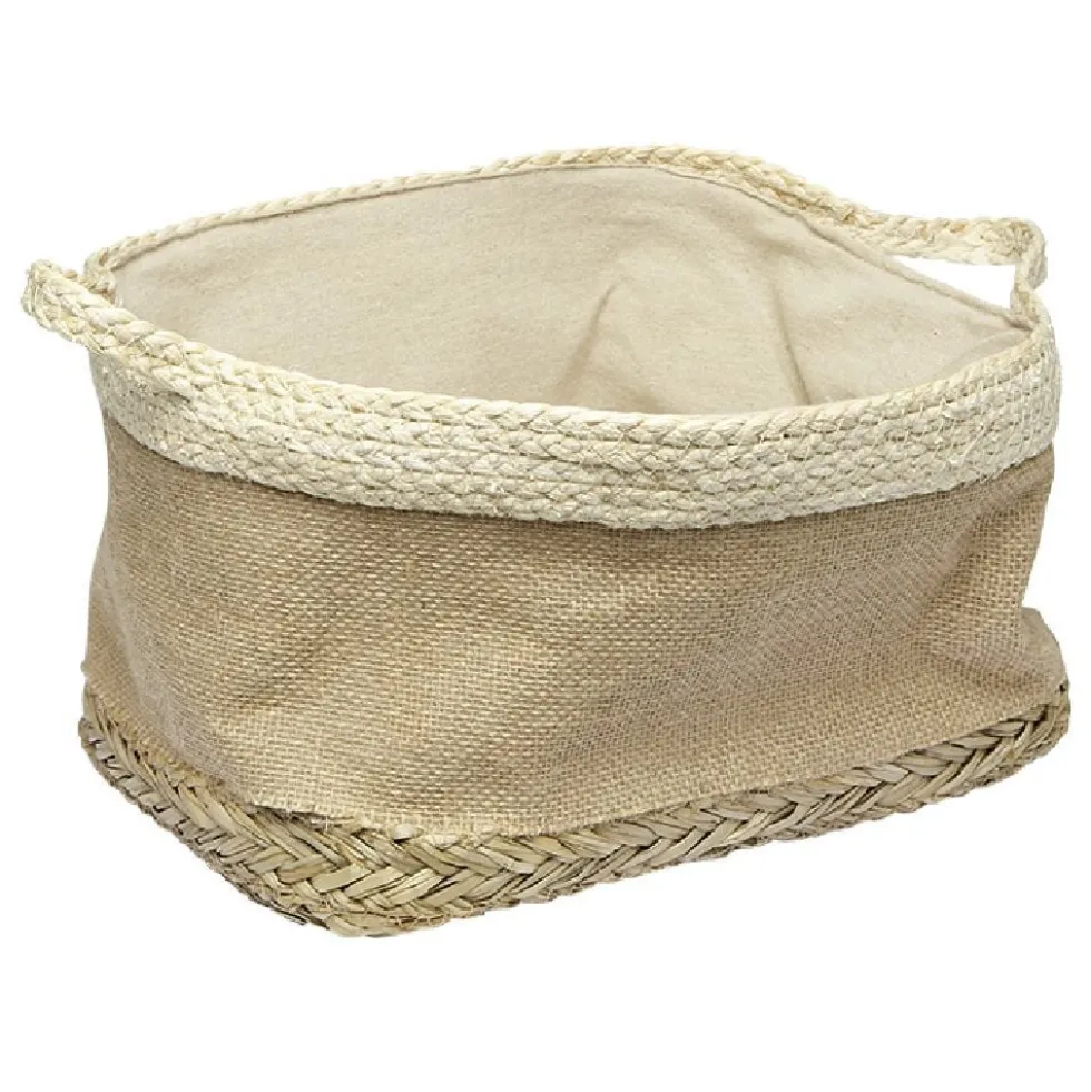 Panière rectangulaire en jonc naturel L34x24 cm