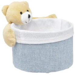 Panière ronde avec peluche animal Ø15 x H.14 cm